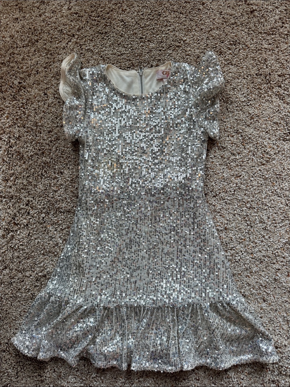 Size 6 - GB girls Sequin Ruffle Hem Dress